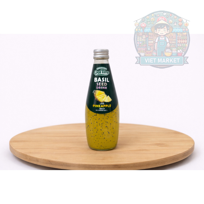 COOL TIME Nealkoholický nesýtený nápoj s bazalkovými semienkami s príchuťou ananás 290ml