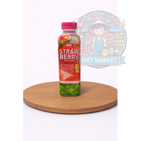 OKF ALOE VERA Nealkoholický nesýtený nápoj s príchuťou jahoda s dužinou aloe vera 500ml
