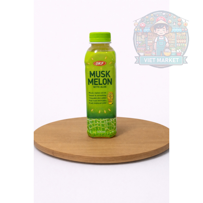 OKF ALOE VERA Nealkoholický sýtený nápoj s príchuťou žltého melónu s dužinou aloe vera 500ml