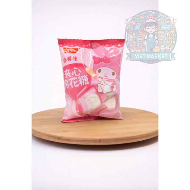 SANRIO Marshmallow cukríky s náplňou s príchuťou jahody 60g