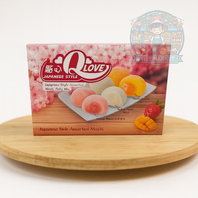 Q LOVE Mochi ryžové koláčiky s príchuťou jahoda, mango a liči 180g