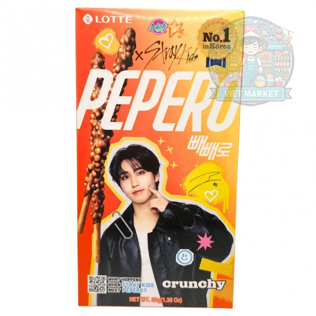 LOTTE PEPERO STRAY KIDS Tyčinky máčané v chrumkavej čokoláde 39g