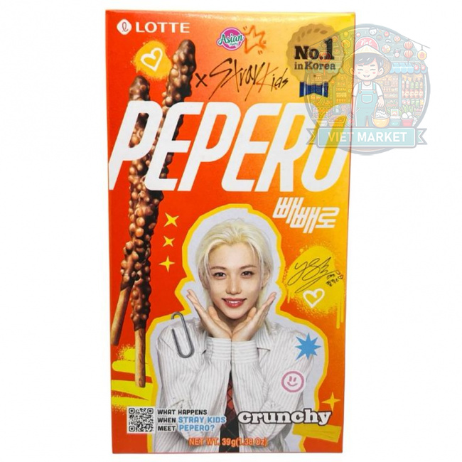 LOTTE PEPERO STRAY KIDS Tyčinky máčané v chrumkavej čokoláde 39g