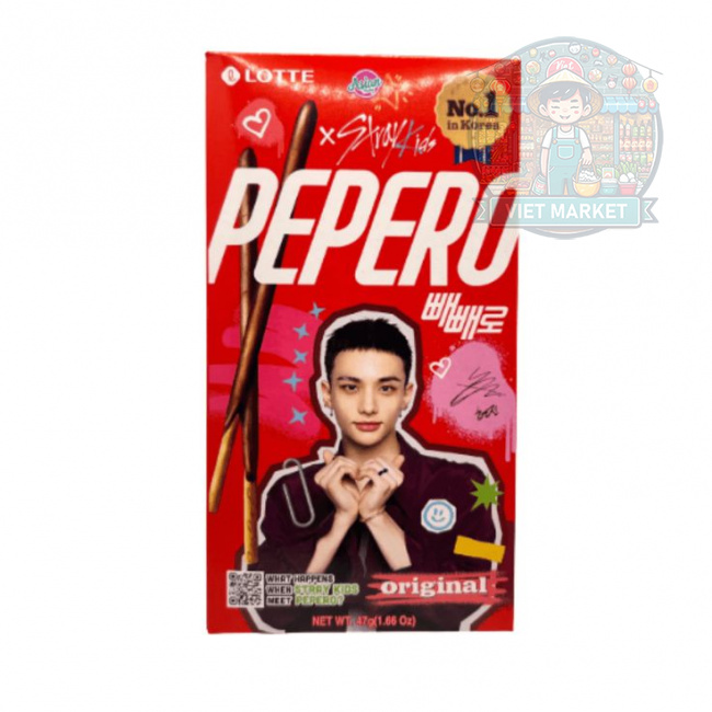 LOTTE PEPERO STRAY KIDS Tyčinky máčané v čokoláde originál 47g