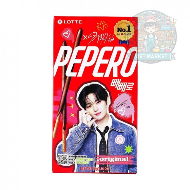 LOTTE PEPERO STRAY KIDS Tyčinky máčané v čokoláde originál 47g