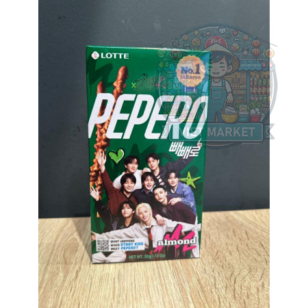 LOTTE PEPERO STRAY KIDS Tyčinky máčané v čokoláde s príchuťou mandlí 32g