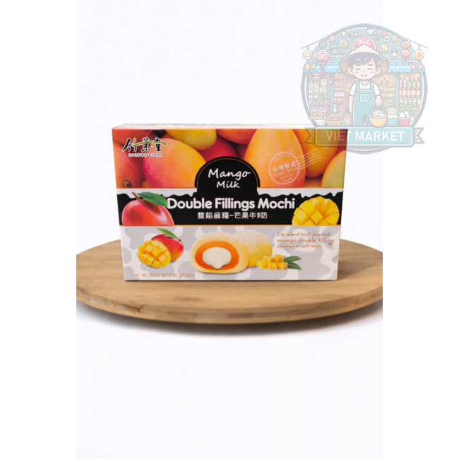 BAMBOO HOUSE Mochi ryžové koláčiky s dvojitou náplňou s príchuťou mlieka a manga 180g