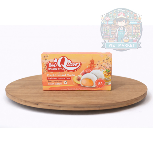 Q LOVE Mochi ryžové koláčiky s príchuťou biela broskyňa 80g