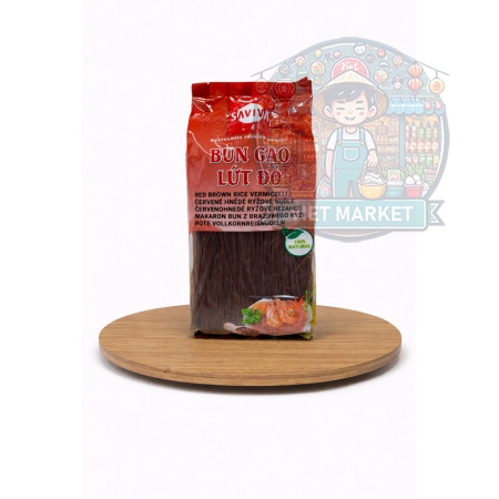 SAVIVA Červeno-hnedé tenké ryžové rezance 400g