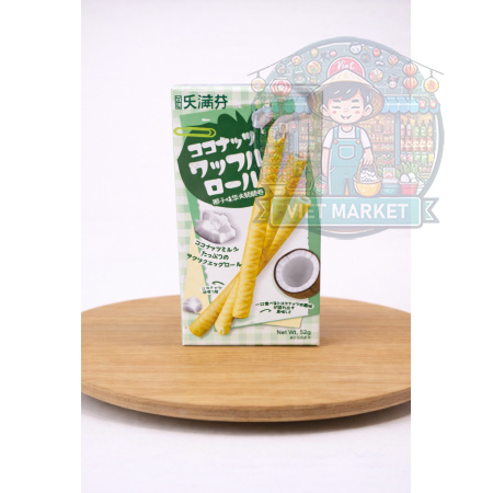 Chrumkavé vaflové trubičky s príchuťou kokosu 52g