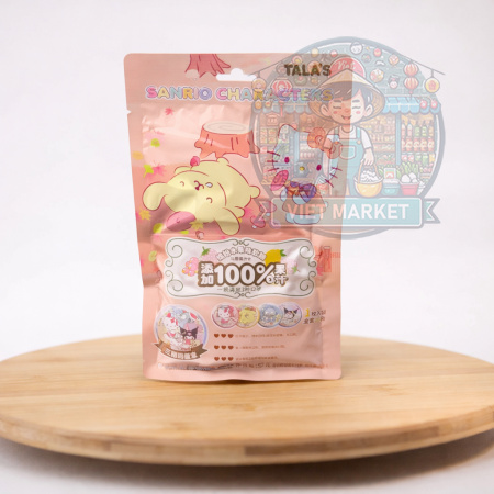 TALA´S SANRIO Gumené cukríky s príchuťou jahoda, citrón a čierna ríbezľa s odznakom 52g