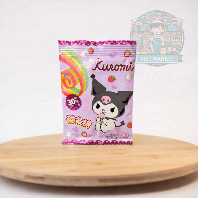 QUANJI Kuromi Gumené kyslé hadíky s príchuťou jahody 30g