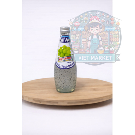 RIVA Nealkoholický nesýtený nápoj s bazalkovými semienkami s príchuťou biele hrozno 290ml