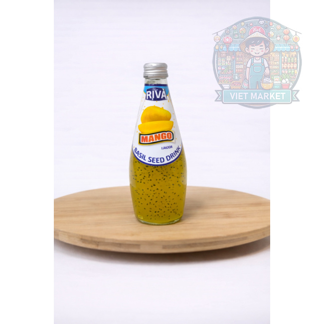 RIVA Nealkoholický nesýtený nápoj s bazalkovými semienkami s príchuťou mango 290ml