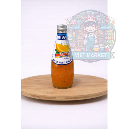 RIVA Nealkoholický nesýtený nápoj s bazalkovými semienkami s príchuťou pomaranč 290ml