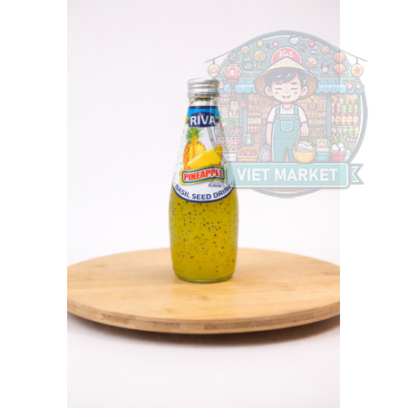 RIVA Nealkoholický nesýtený nápoj s bazalkovými semienkami s príchuťou ananás 290ml