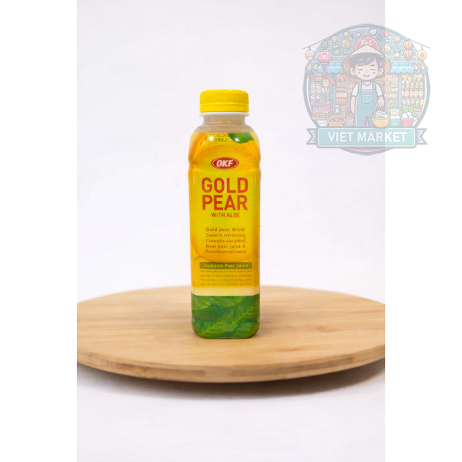 OKF ALOE VERA Nealkoholický nesýtený nápoj s príchuťou zlatá hruška s dužinou aloe vera 500ml