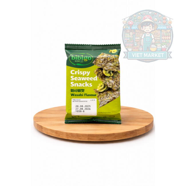BIBIGO Chrumkavé snack z morských rias s príchuťou wasabi 5g