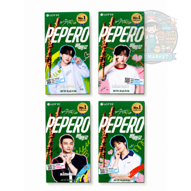 LOTTE PEPERO STRAY KIDS Tyčinky máčané v čokoláde s príchuťou mandlí 32g
