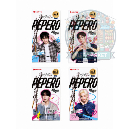 LOTTE PEPERO STRAY KIDS Tyčinky máčané v bielej čokoláde s kúskami sušienok 32g 