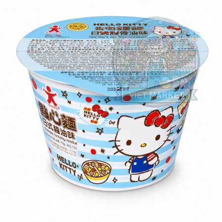 HELLO KITTY DOOL Instantná zmes na prípravu rezancov s príchuťou sójovej omáčky  v miske 33g