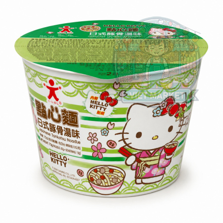  HELLO KITTY DOOL Instantná zmes na prípravu rezancov s príchuťou Tonkotsu  v miske 36g