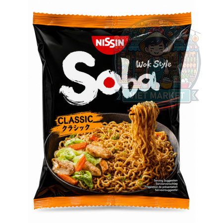 NISSIN SOBA Instantná zmes na prípravu polievky s príchuťou omáčky yakisoba na štýl wok 109g