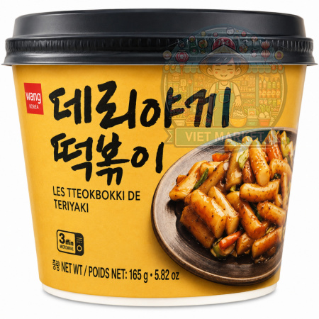 WANG Instantné ryžové Topokki s teriyaki príchuťou v miske 165g