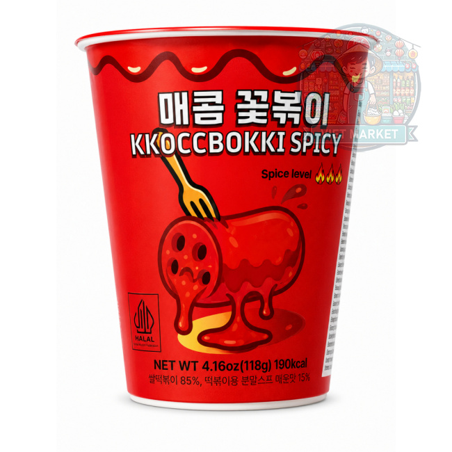 KOCO Instantné ryžové Kkoccbokki s pikantnou príchuťou v poháriku level 2  118g