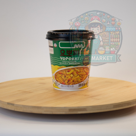 YOUNG PONG Instantné ryžové koláčiky Yopokki s kari príchuťou v poháriku 145g
