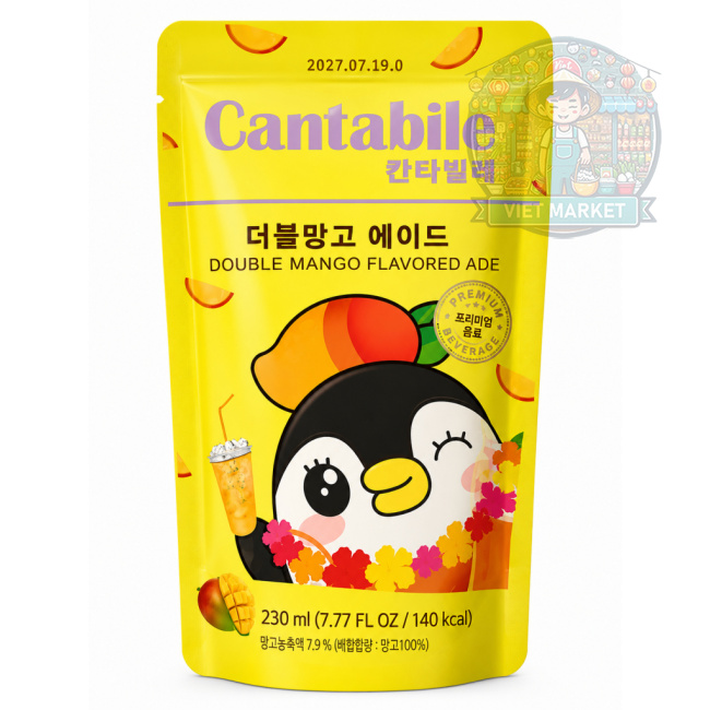 CANTABILE Nealkoholický nesýtený nápoj Ade s dvojitou príchuťou mango 230ml 