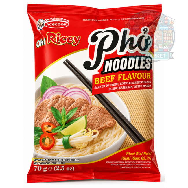ACECOOK Pho Instantná zmes na prípravu ryžových rezancov s hovädzou príchuťou 70g