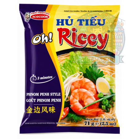  ACECOOK Hú Tieu Instantná zmes na prípravu ryžových rezancov Nam Vang s krevetovou príchuťou  71g