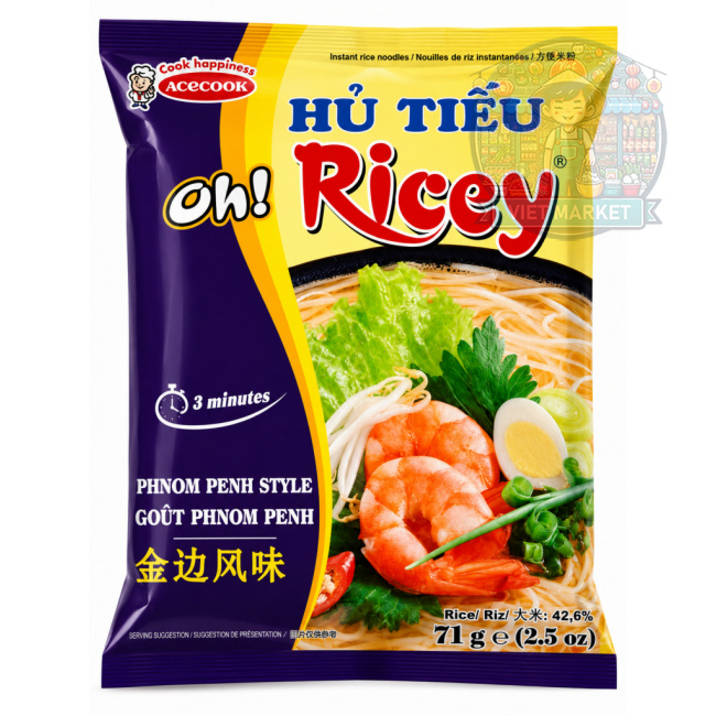  ACECOOK Hú Tieu Instantná zmes na prípravu ryžových rezancov Nam Vang s krevetovou príchuťou  71g