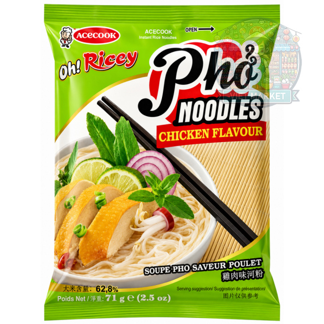  ACECOOK Pho Instantná zmes na prípravu ryžových rezancov s kuracou príchuťou 71g