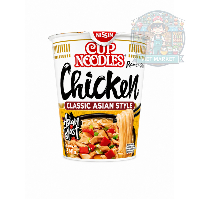 NISSIN Instantná zmes na prípravu rezancov s kuracou príchuťou v poháriku 63g