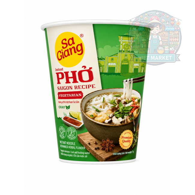 SaGiang Instantná zmes na prípravu ryžových rezancov PHO so zeleninovou  príchuťou v poháriku 50g 
