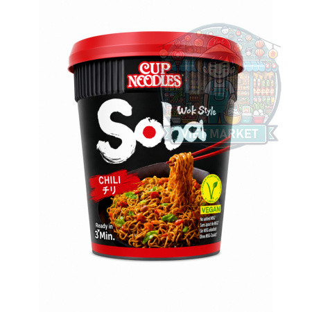 NISSIN Instantná zmes na prípravu rezancov Soba s chilli omáčkou v poháriku 92g