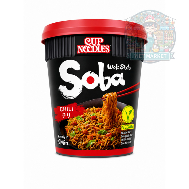 NISSIN Instantná zmes na prípravu rezancov Soba s chilli omáčkou v poháriku 92g