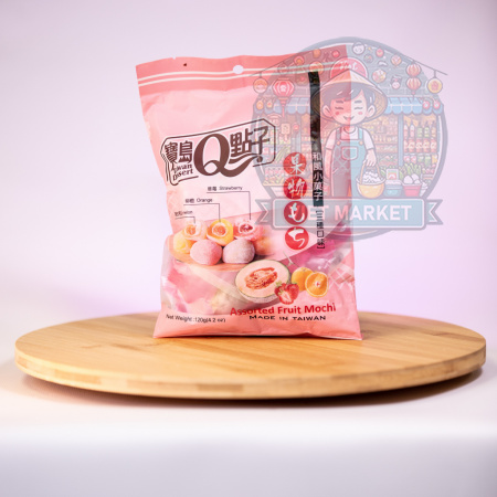 Q Brand Mochi japonský ryžový koláčik   s príchuťou pomaranč, jahoda a melón 120g