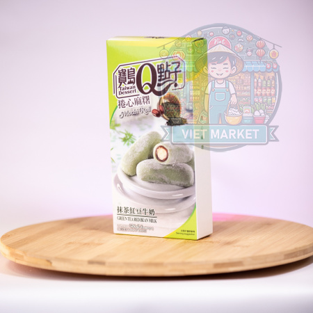 Q Brand Mochi roll japonský ryžový koláčik s príchuťou zeleného čaju a červenej fazule  150g