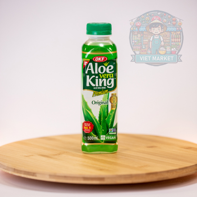 OKF ALOE VERA KING Nealkoholický nesýtený nápoj s hroznovou  príchuťou a kúskami dužiny aloe vera 500ml