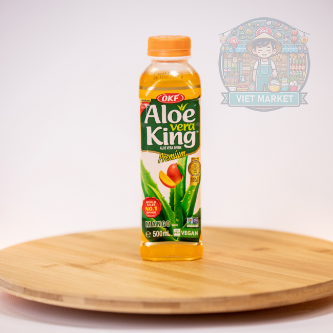 OKF ALOE VERA KING Nealkoholický nesýtený nápoj s mangovou príchuťou a kúskami dužiny aloe vera 500ml